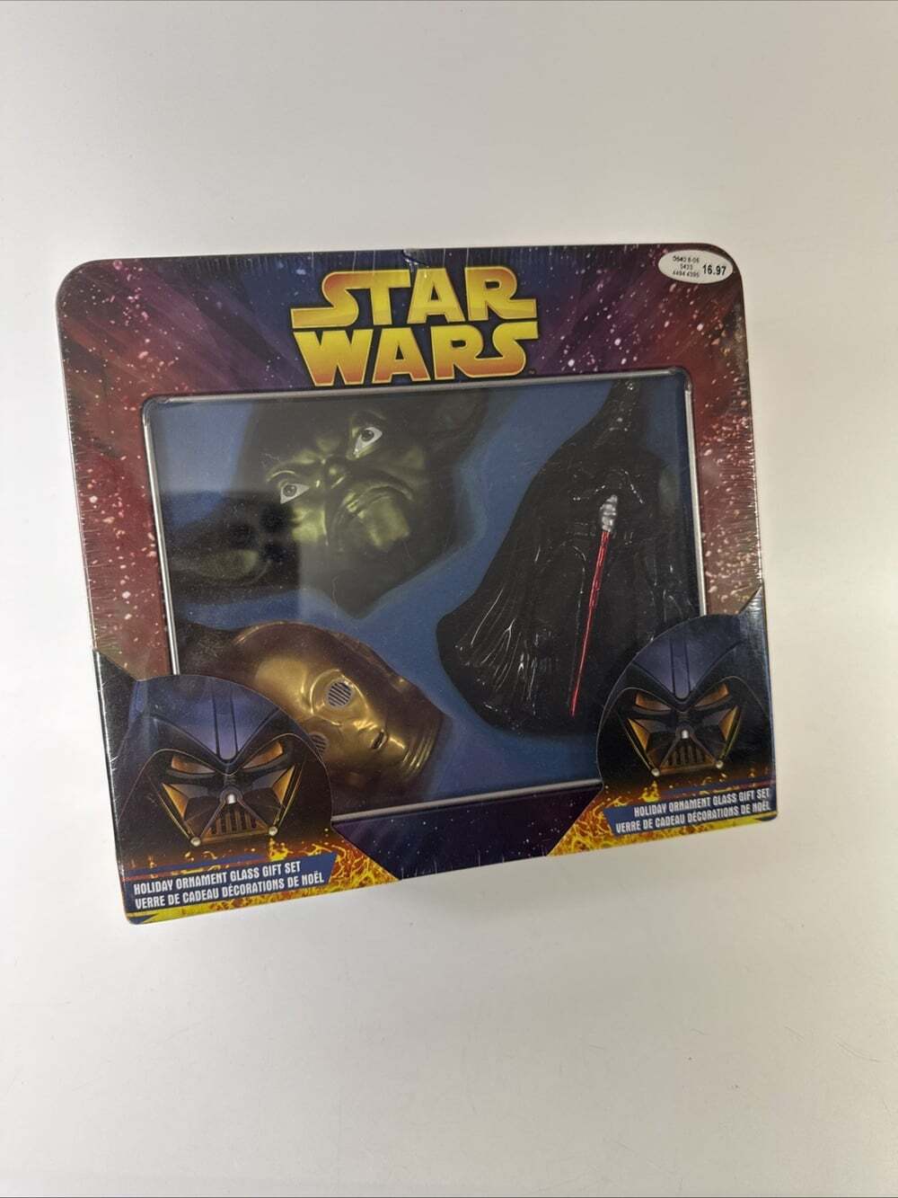 Vtg NOS Star Wars Glass Christmas Ornament Set Kurt Adler Yoda Darth Vader